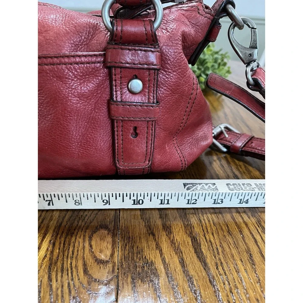 Vintage Red Fossil Long Live Vintage 1954 Key Shoulder Leather Bag With Key Y2K